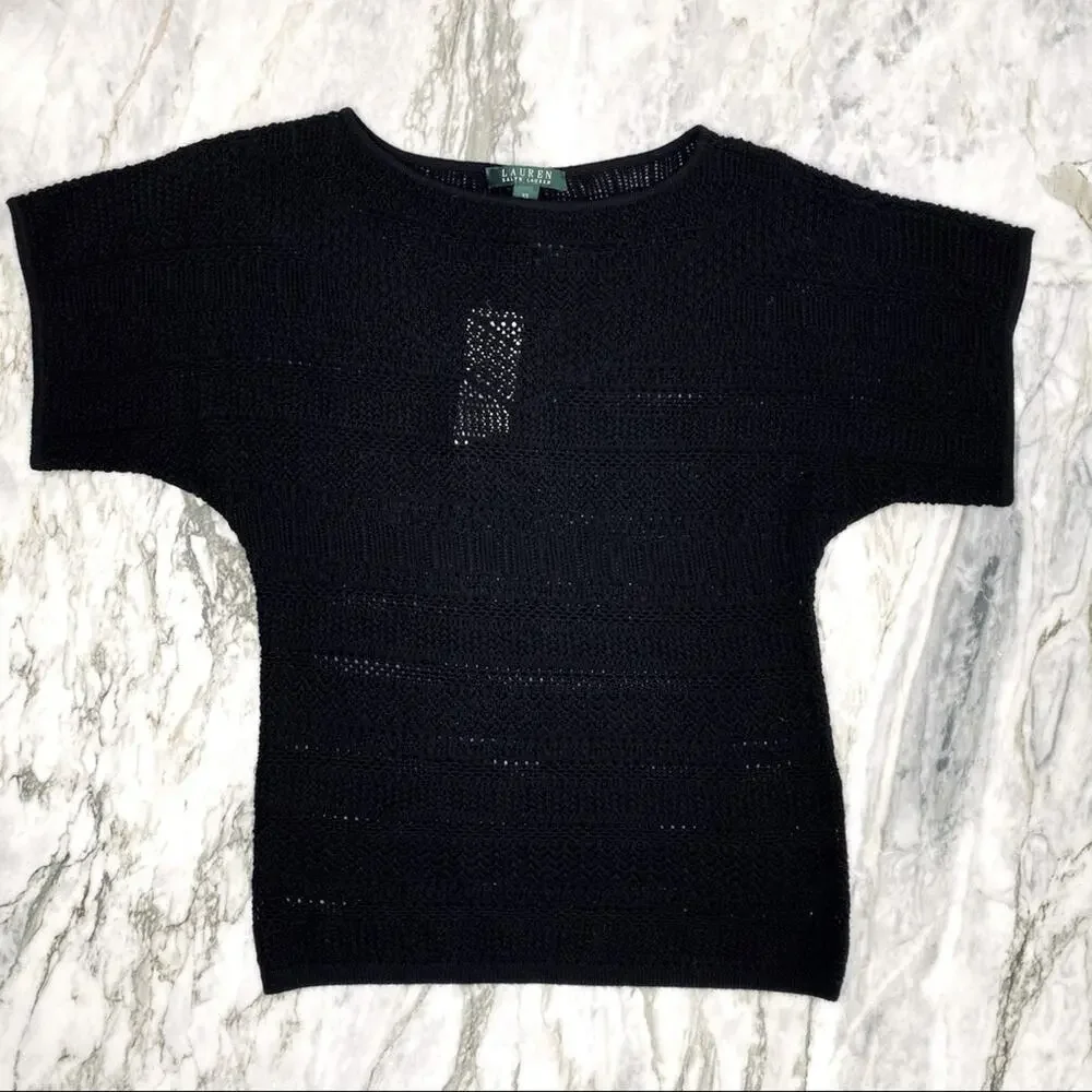 🦩HP🦩 LAUREN by RALPH LAUREN 100% Wool Knit Sweater Shirt Blouse Top XS